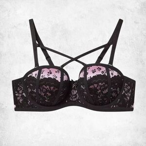 Torrid 42DD Bombshell Everyday Push-Up Bra  Pink & Black Lace (New Without Tags)
